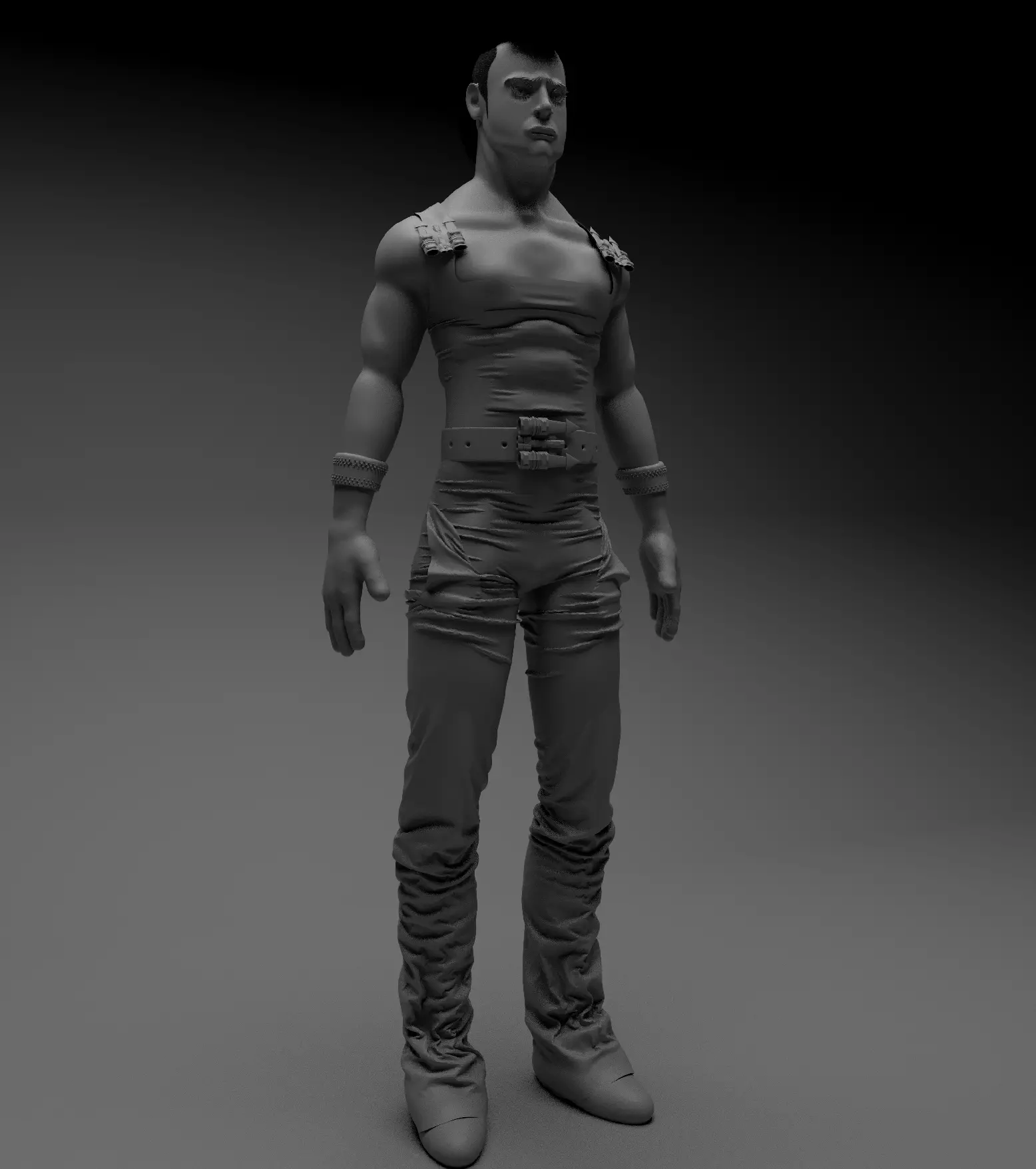 Man beautiful hair 3D model_0