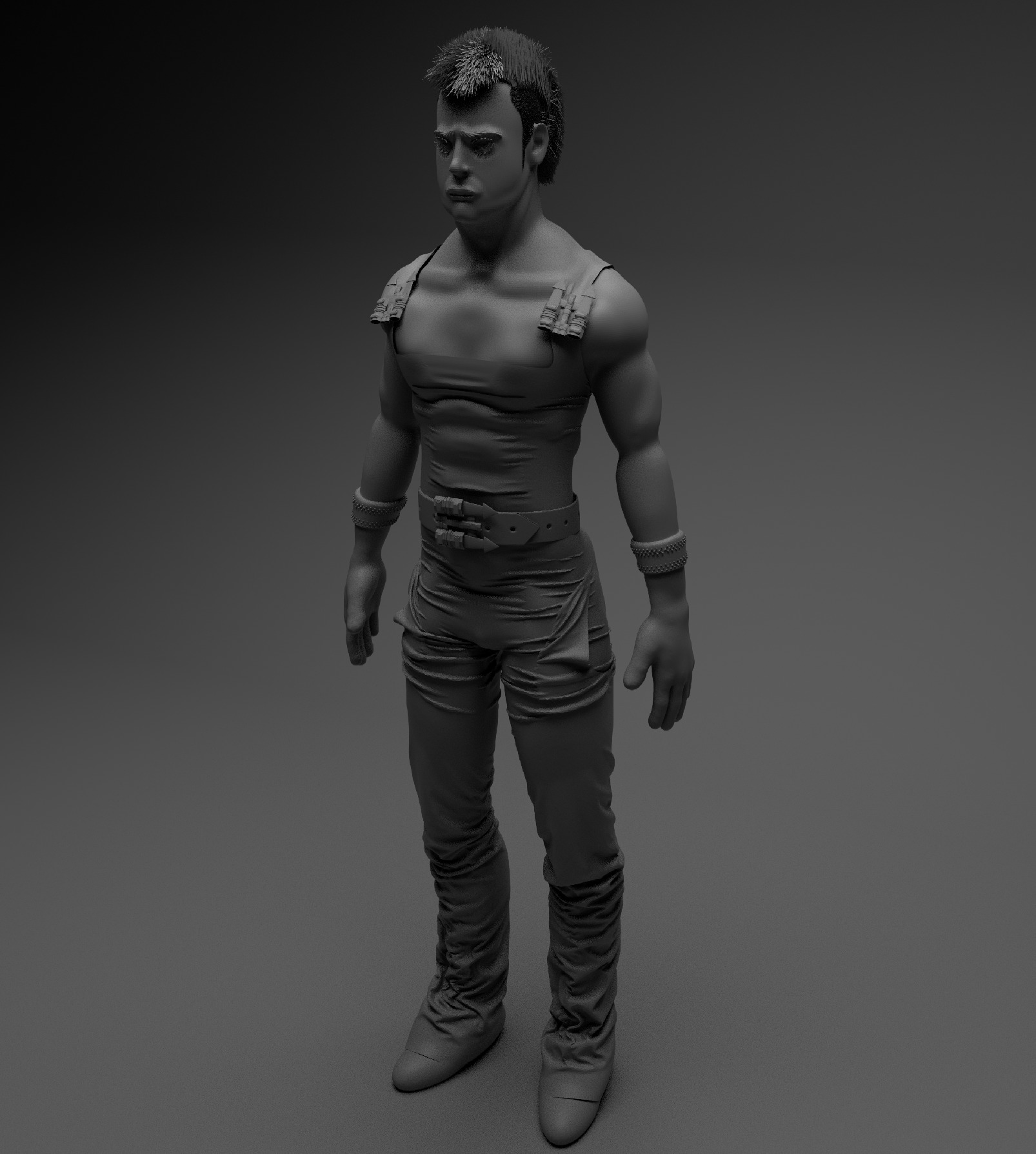 Man beautiful hair 3D model_4