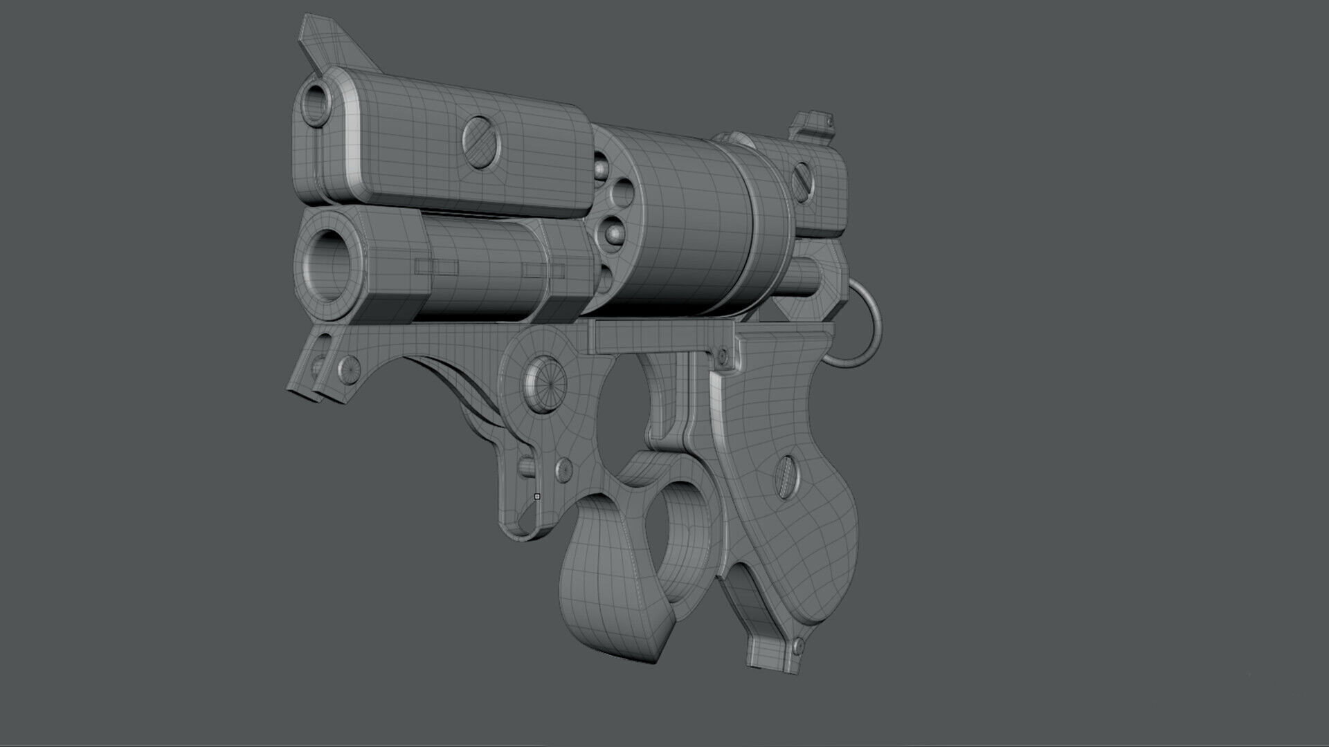 Steampunk Revolver - Game Ready Gun model  Low-poly 3D model_6