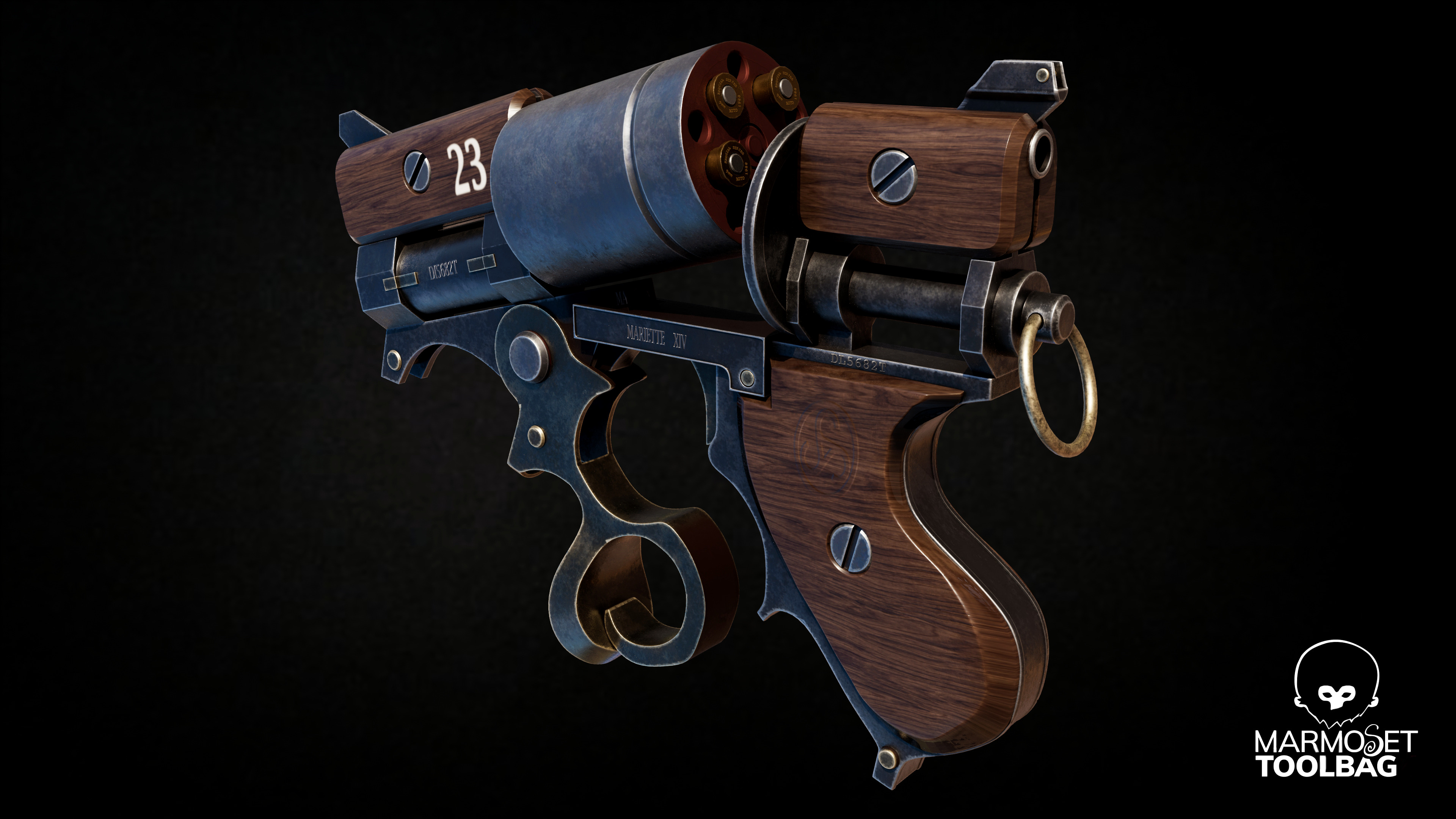 Steampunk Revolver - Game Ready Gun model  Low-poly 3D model_1