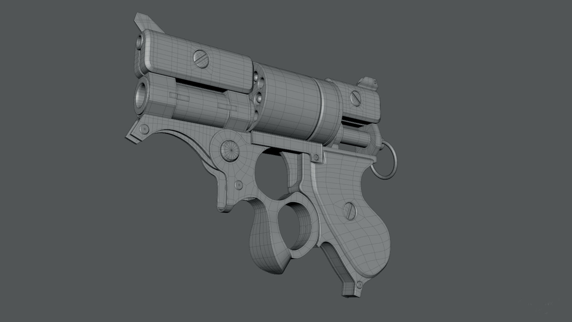 Steampunk Revolver - Game Ready Gun model  Low-poly 3D model_9