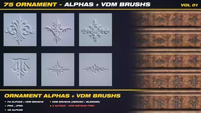 75 Ornament Alphas VDM Brushes Vol 1 3D model