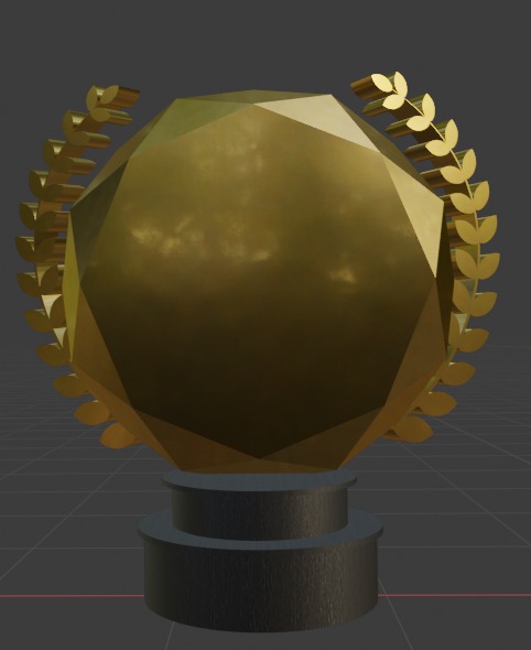 Award 3D with Gold and Black Wooden Material 3D model_3
