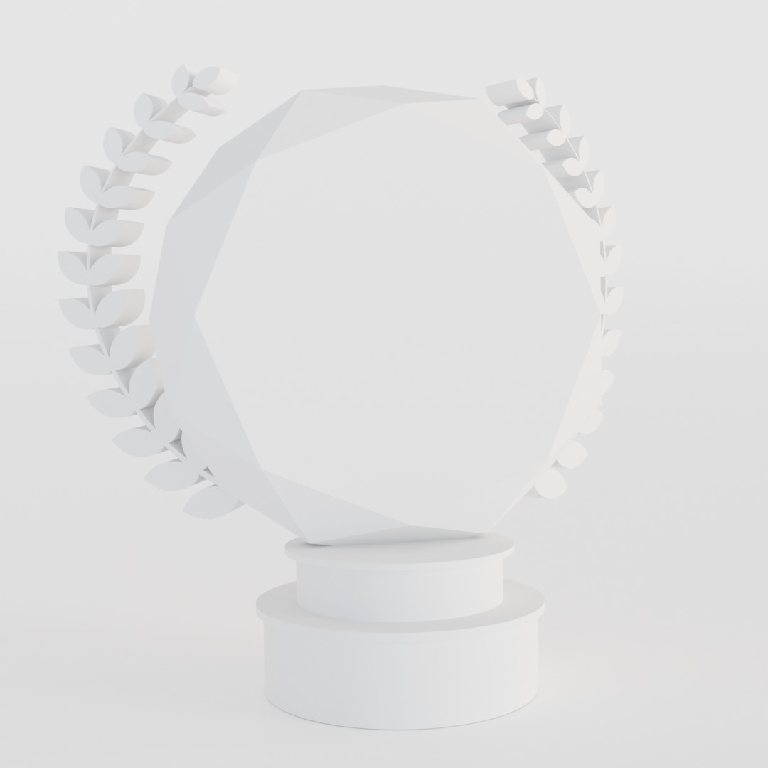 Award 3D with Gold and Black Wooden Material 3D model_2