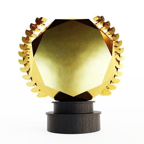 Award 3D with Gold and Black Wooden Material 3D model