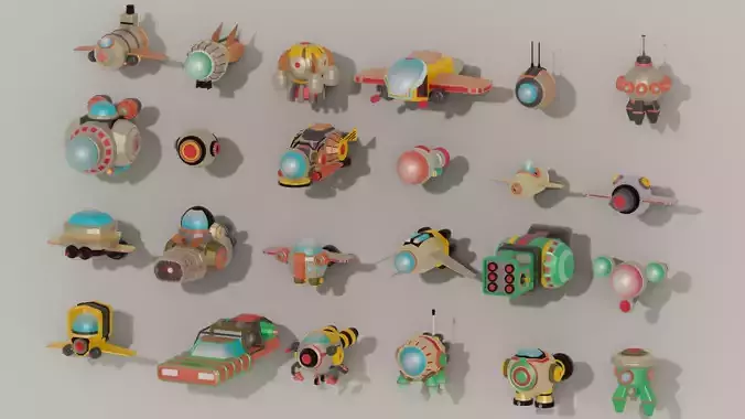 Space Ships Packs Low Poly Low-poly 3D model
