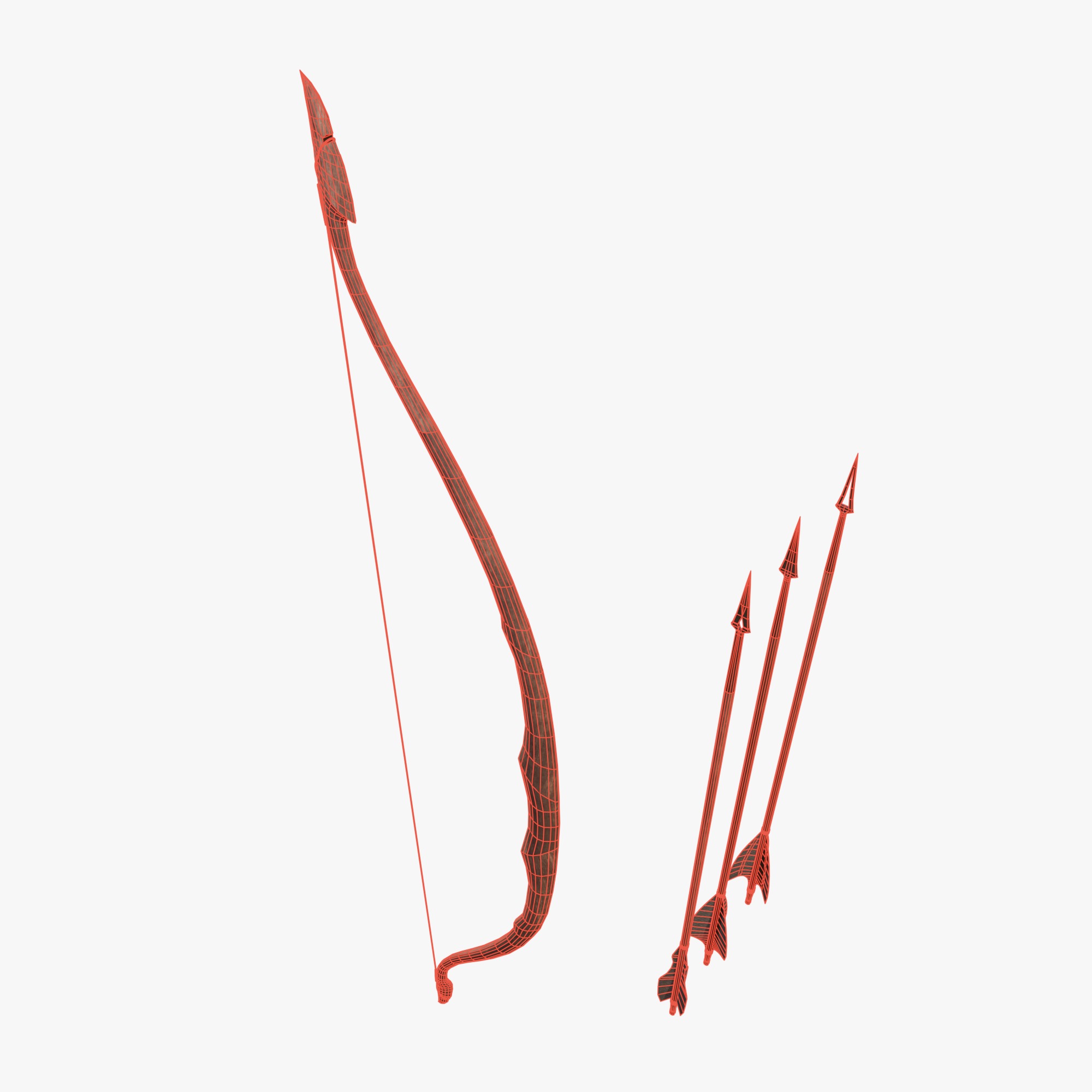 Bow and arrow Low-poly 3D model_8