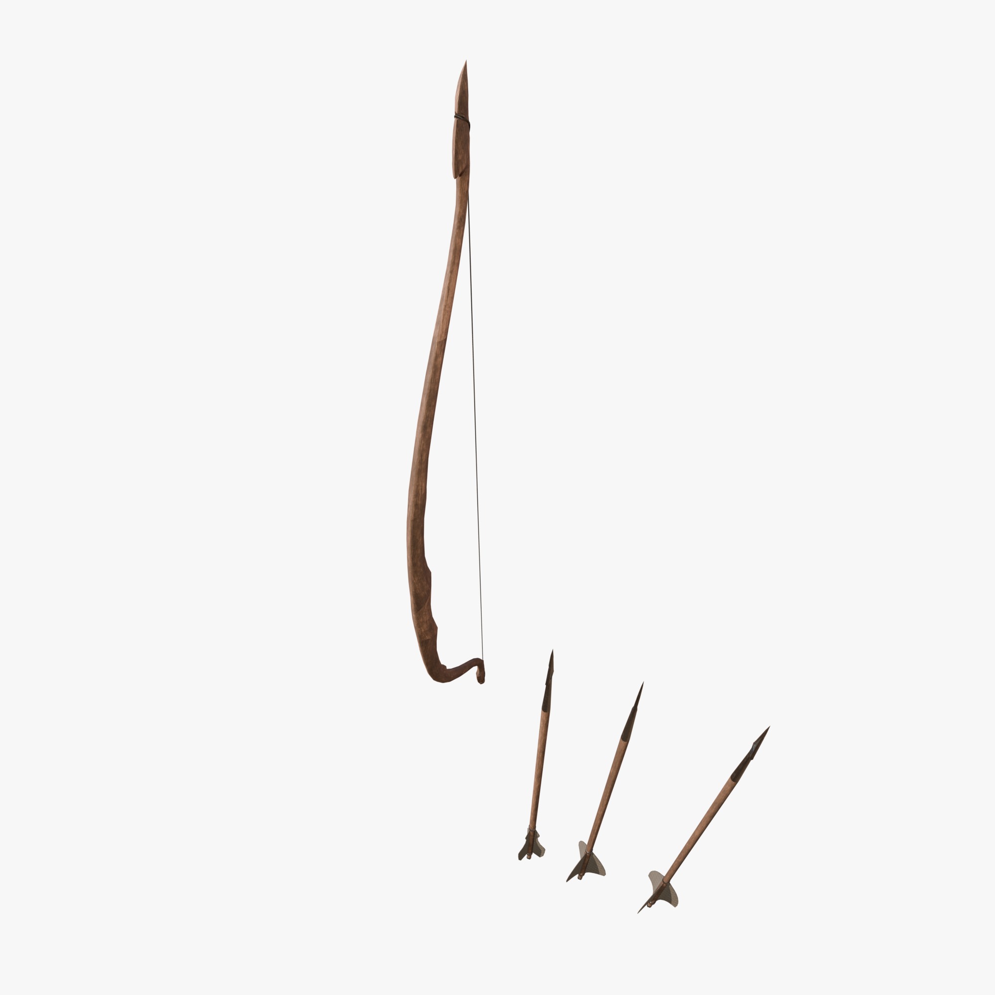 Bow and arrow Low-poly 3D model_3