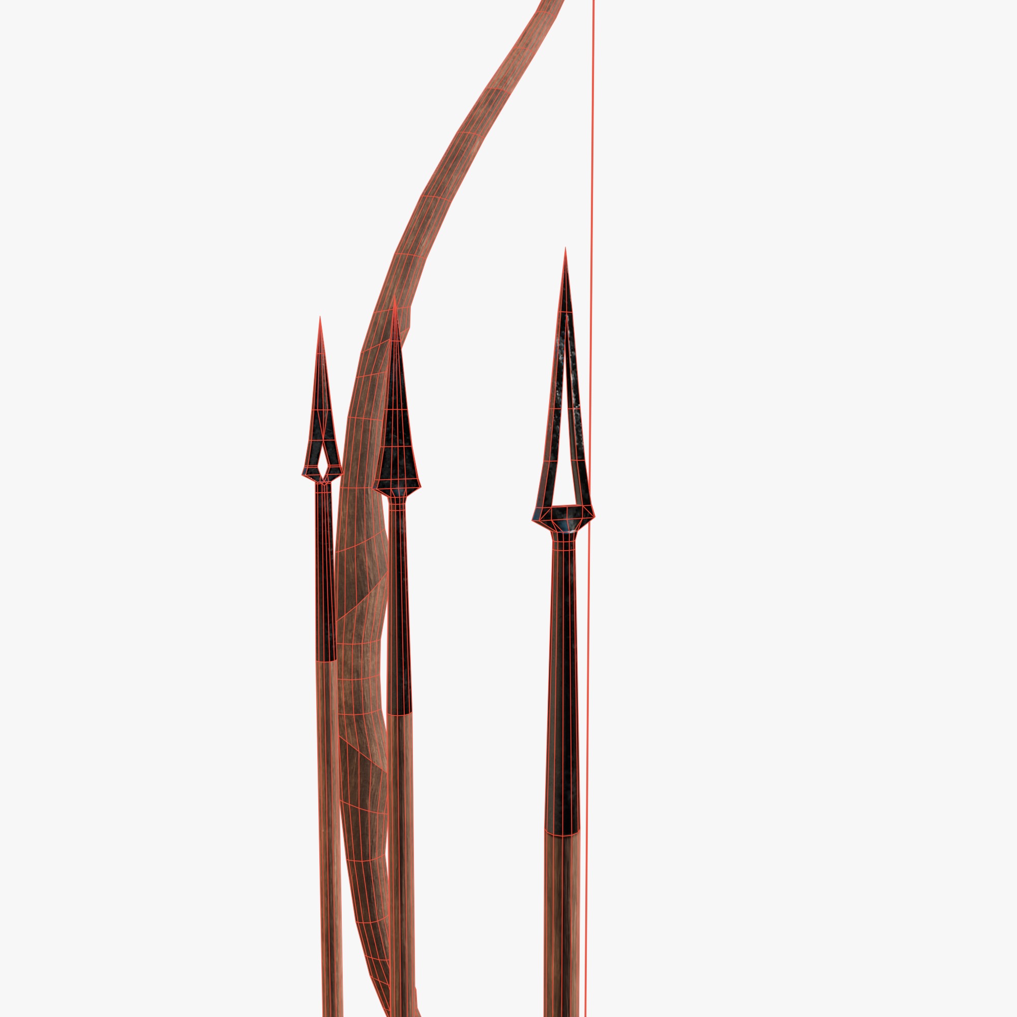 Bow and arrow Low-poly 3D model_9