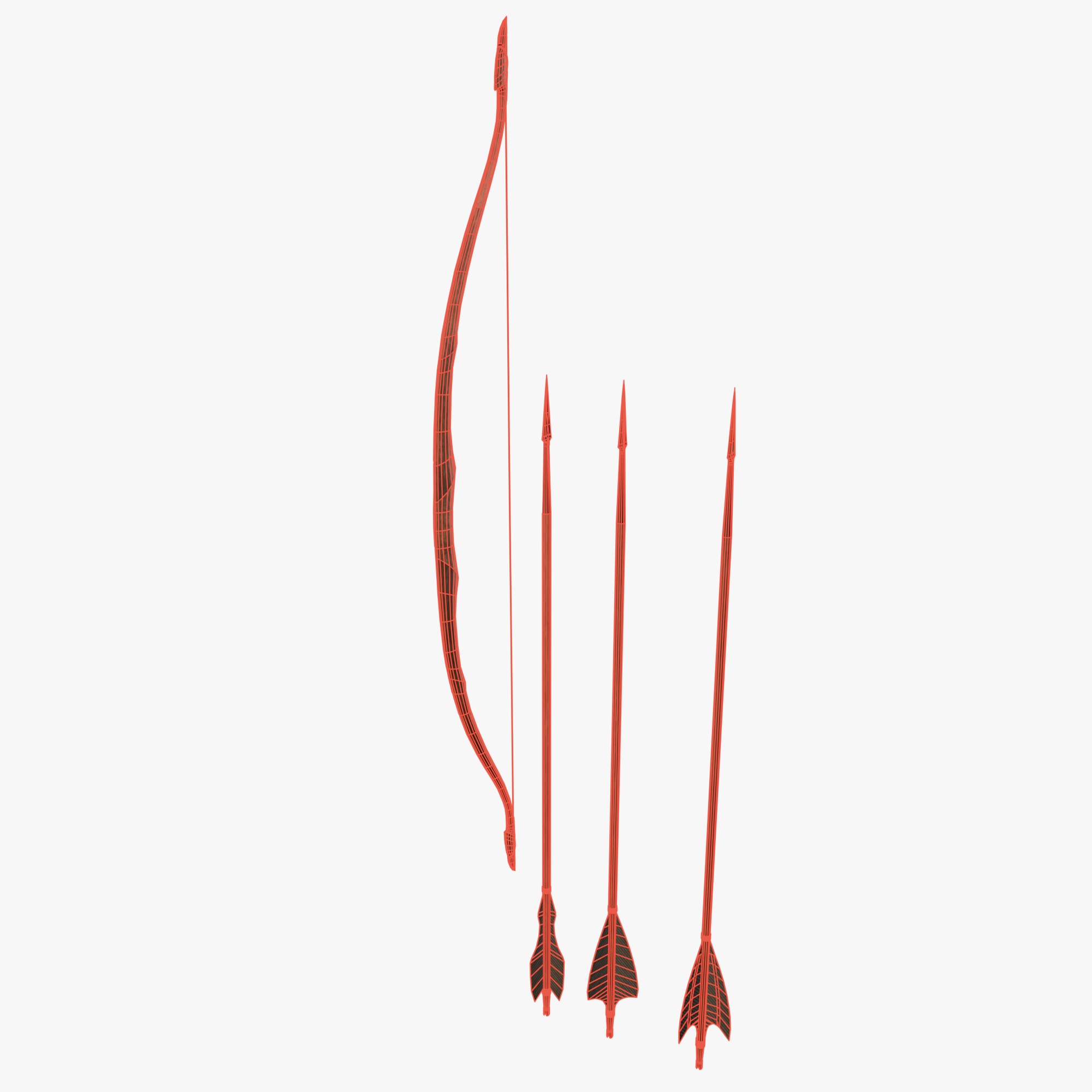 Bow and arrow Low-poly 3D model_7