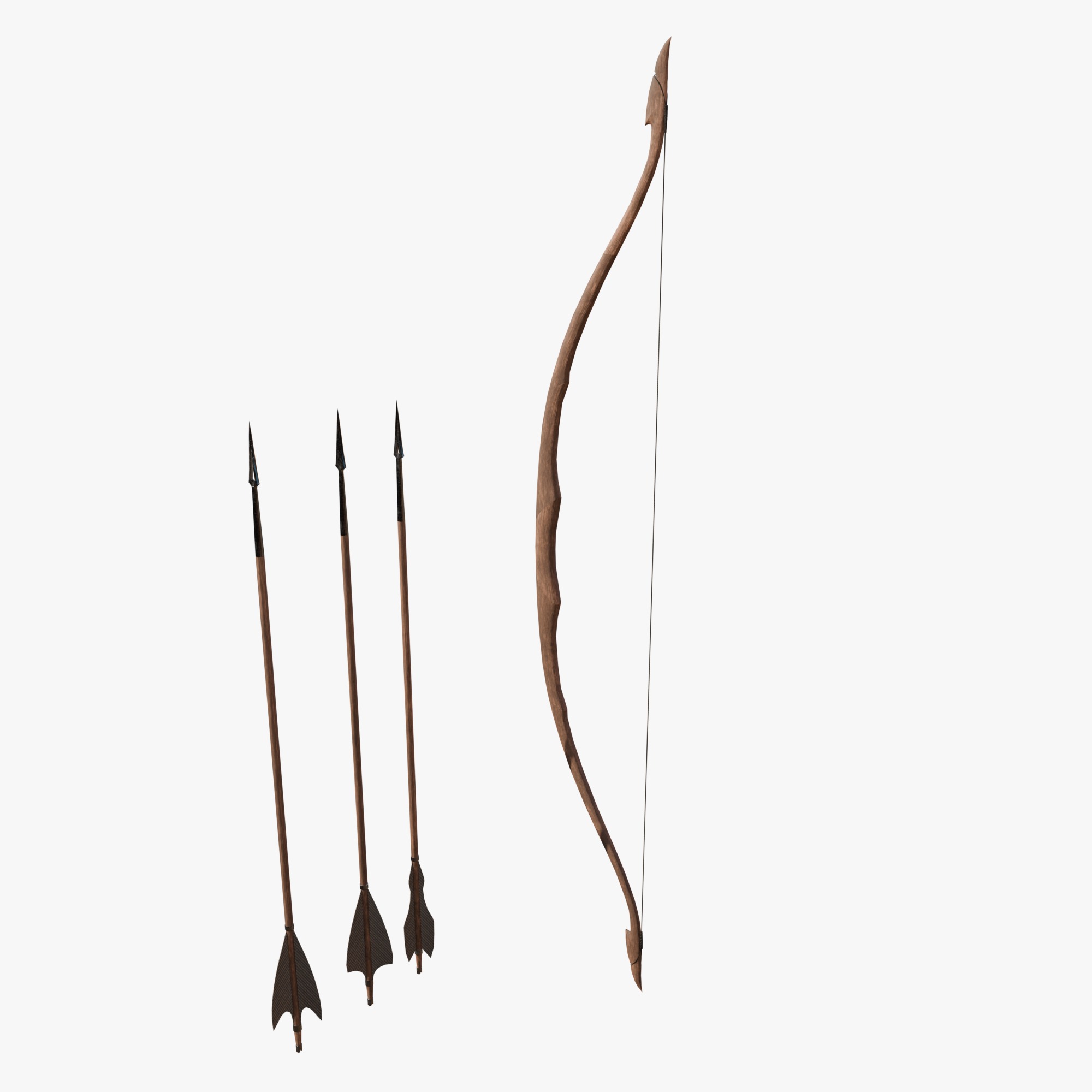 Bow and arrow Low-poly 3D model_4