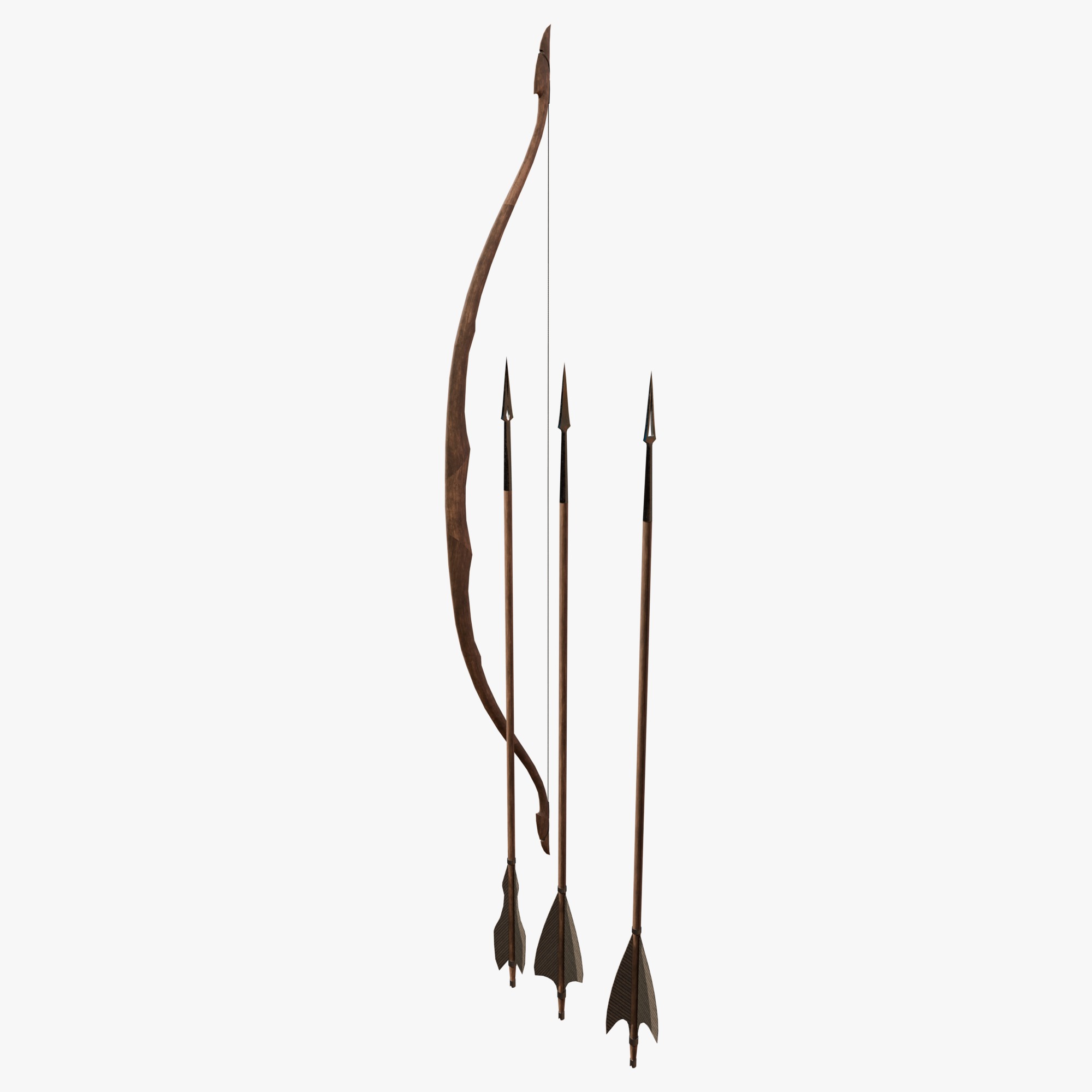 Bow and arrow Low-poly 3D model_2