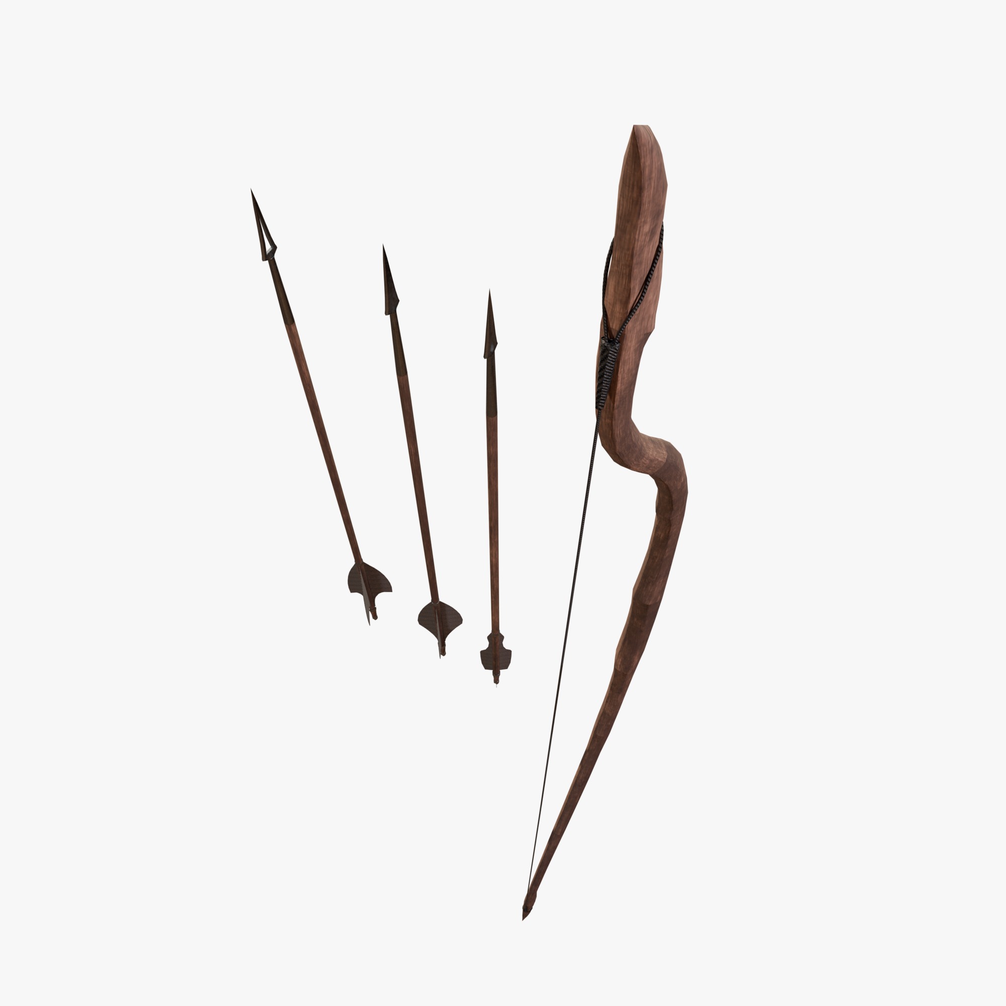 Bow and arrow Low-poly 3D model_5