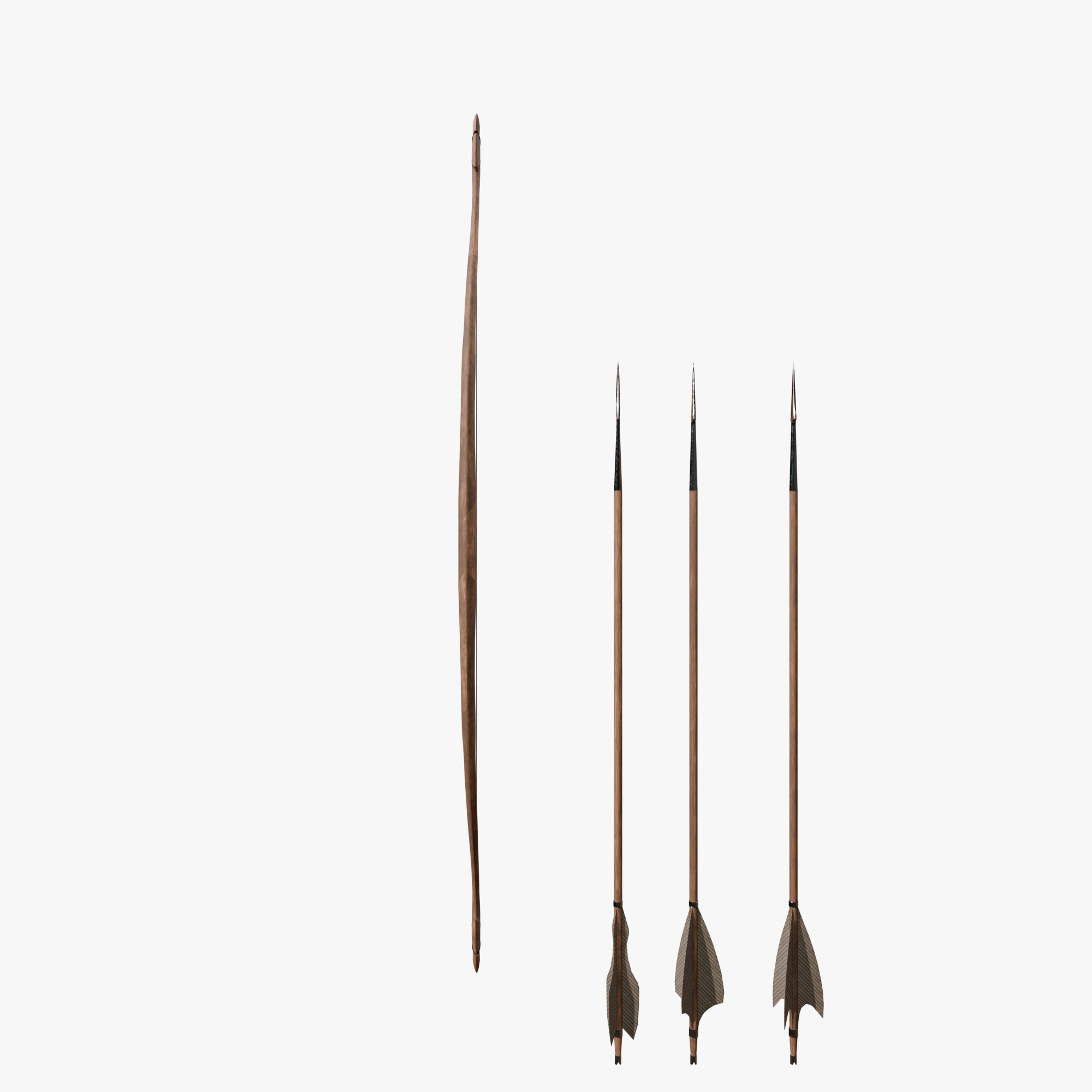 Bow and arrow Low-poly 3D model_1
