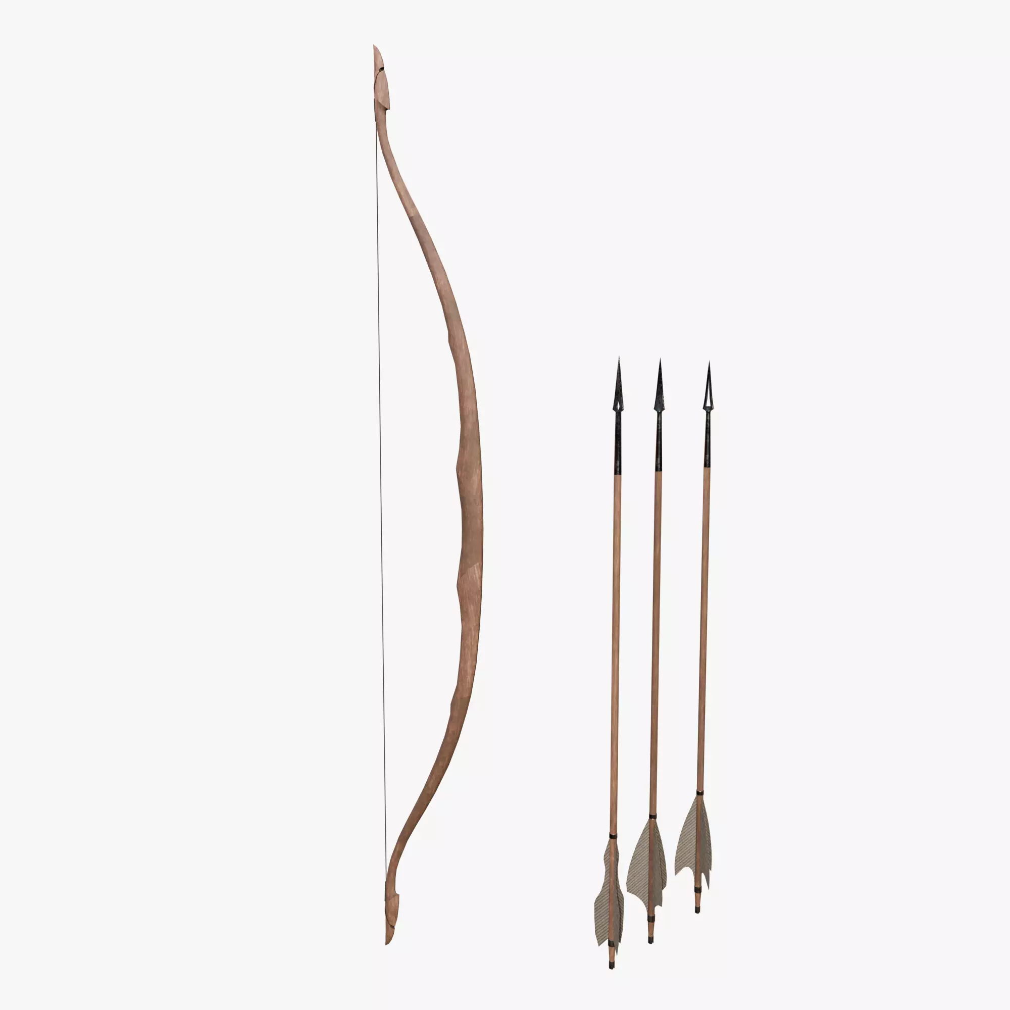Bow and arrow Low-poly 3D model_0