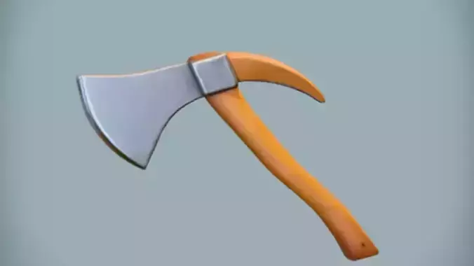 wooden handled axe with metal blade