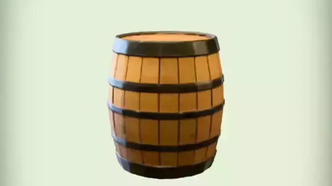 Wooden barrel with metal bands
