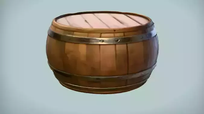 Wooden Barrel 3D Game Ready Model
