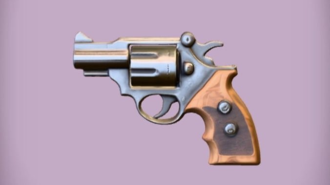 Wood handled revolver 3D model