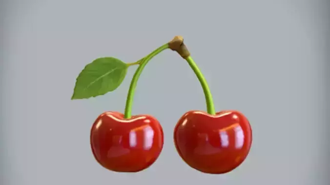 Two ripe cherries 3D model