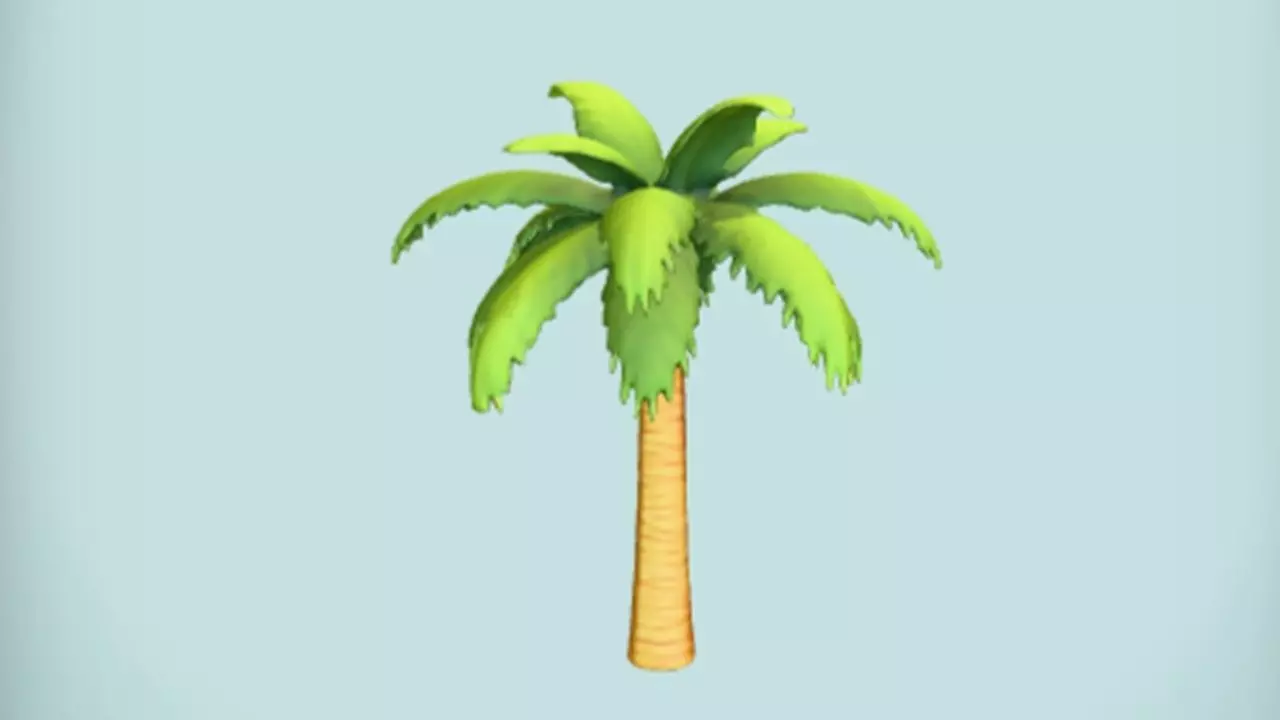 tall palm tree with green leaves 3D model_0