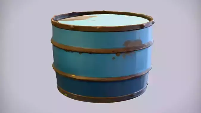 Rusty old blue barrel