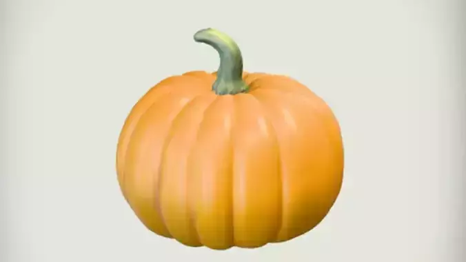 Orange pumpkin with green stem 3D model