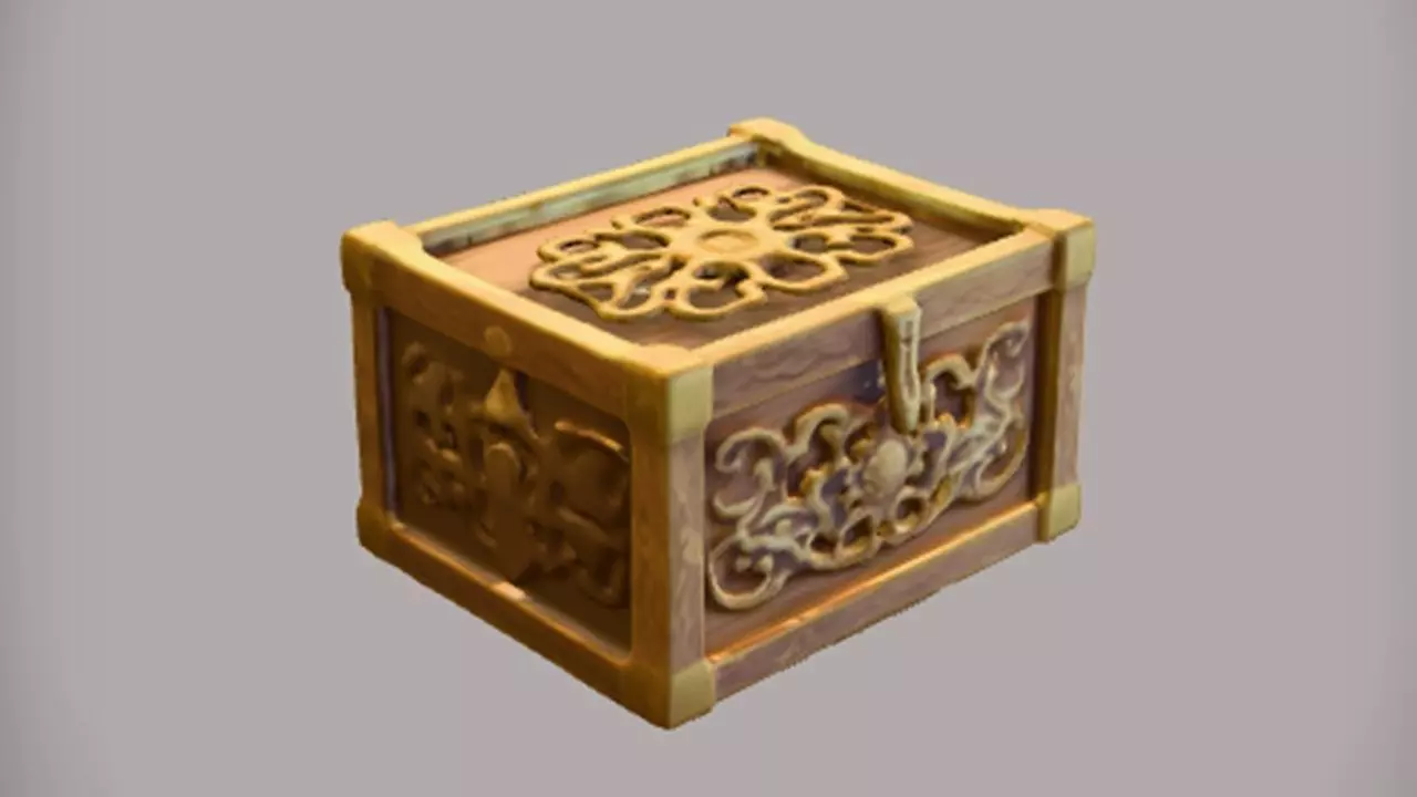 ntricately carved wooden box 3D model_0