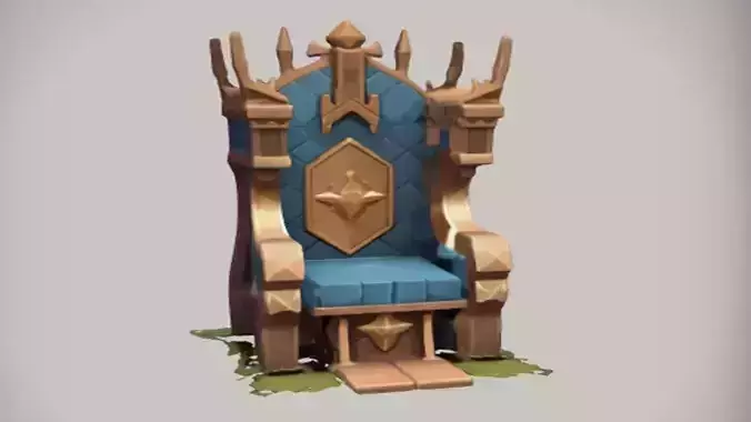 King Throne   3D Game Ready Model