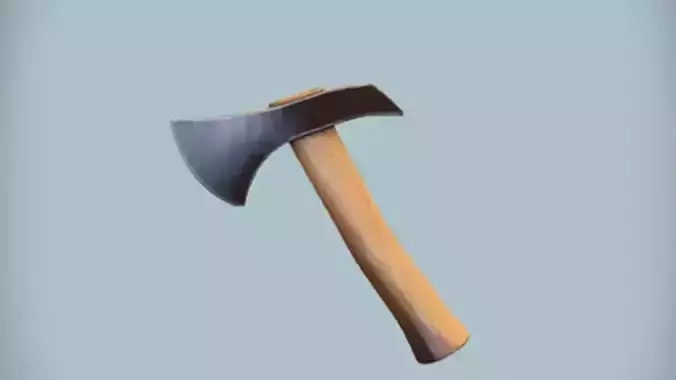 Battle axe with a wooden handle