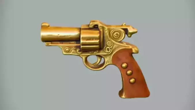 antique gold plated revolver