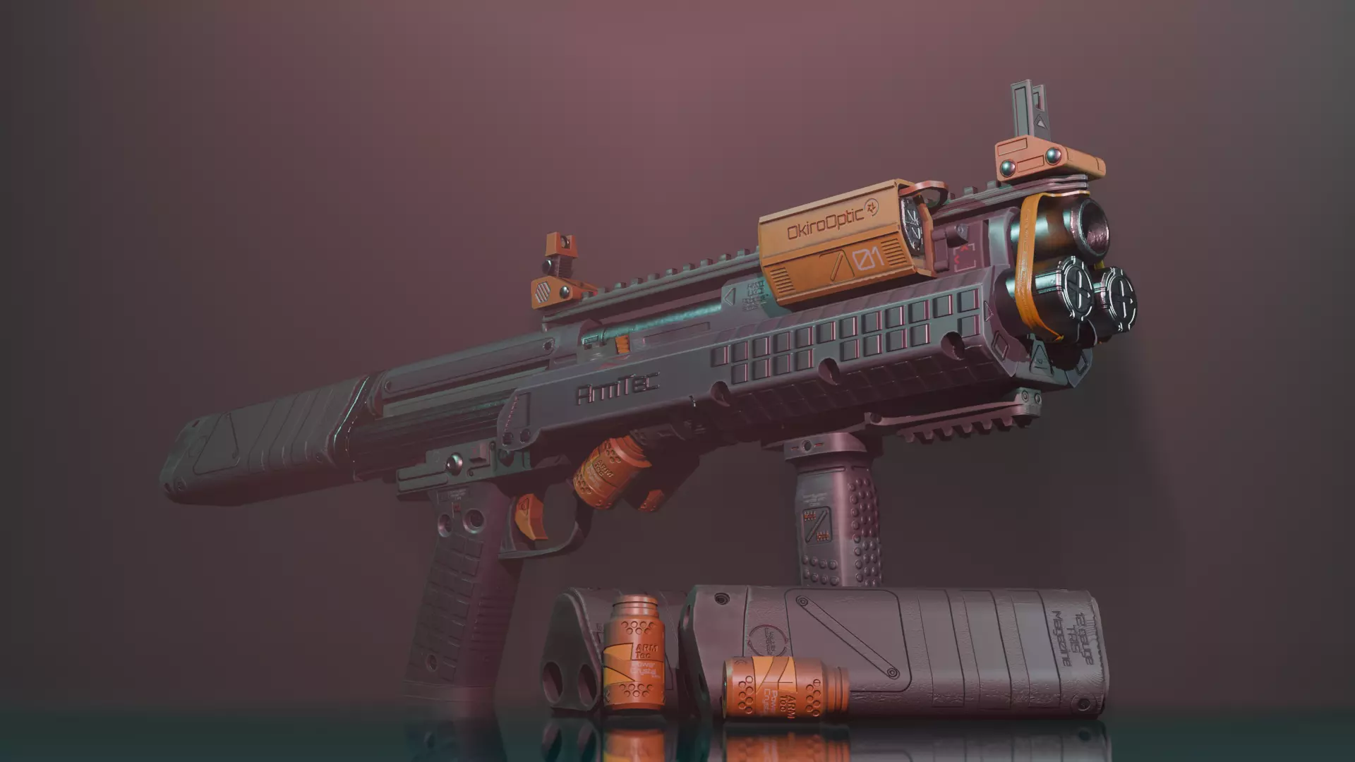 Cyberpunk Style Pump Shotgun Low-poly 3D model