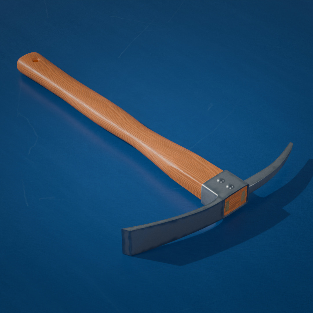 Steel Pickaxe Wooden Handle Low-poly 3D model_3