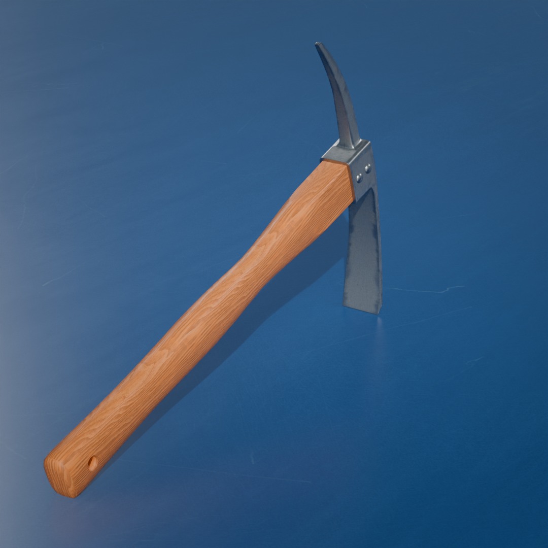 Steel Pickaxe Wooden Handle Low-poly 3D model_6