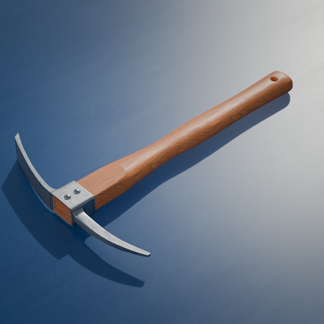 Steel Pickaxe Wooden Handle Low-poly 3D model_5