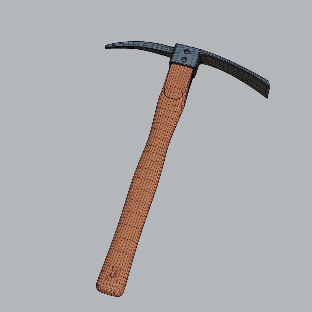 Steel Pickaxe Wooden Handle Low-poly 3D model_9