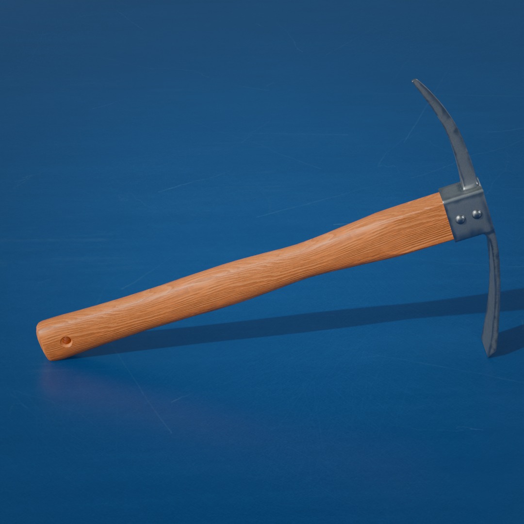 Steel Pickaxe Wooden Handle Low-poly 3D model_4