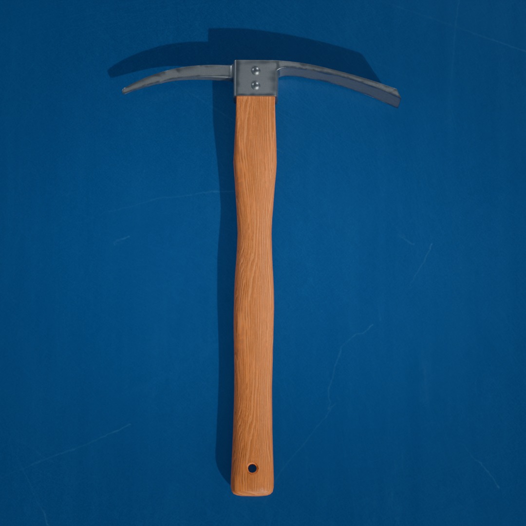 Steel Pickaxe Wooden Handle Low-poly 3D model_2