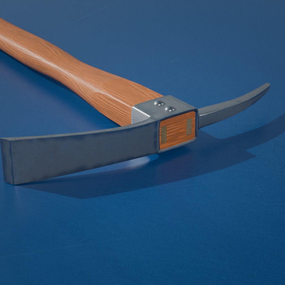 Steel Pickaxe Wooden Handle Low-poly 3D model_7
