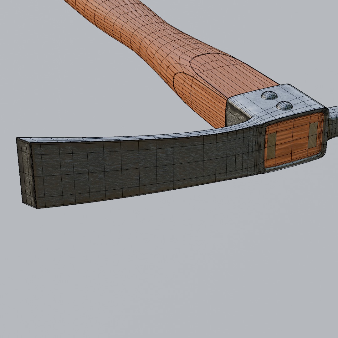 Steel Pickaxe Wooden Handle Low-poly 3D model_8