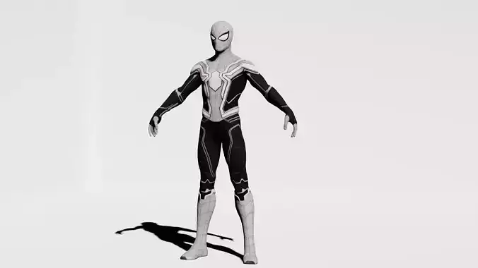Spiderman Black And White Fully Textured 3D Model - Printable 3D print model