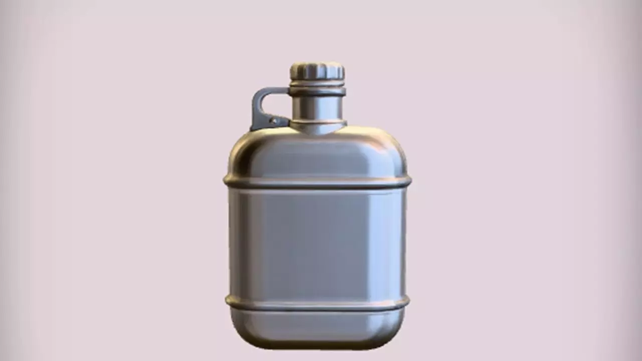 Metallic water canteen 3D model_0
