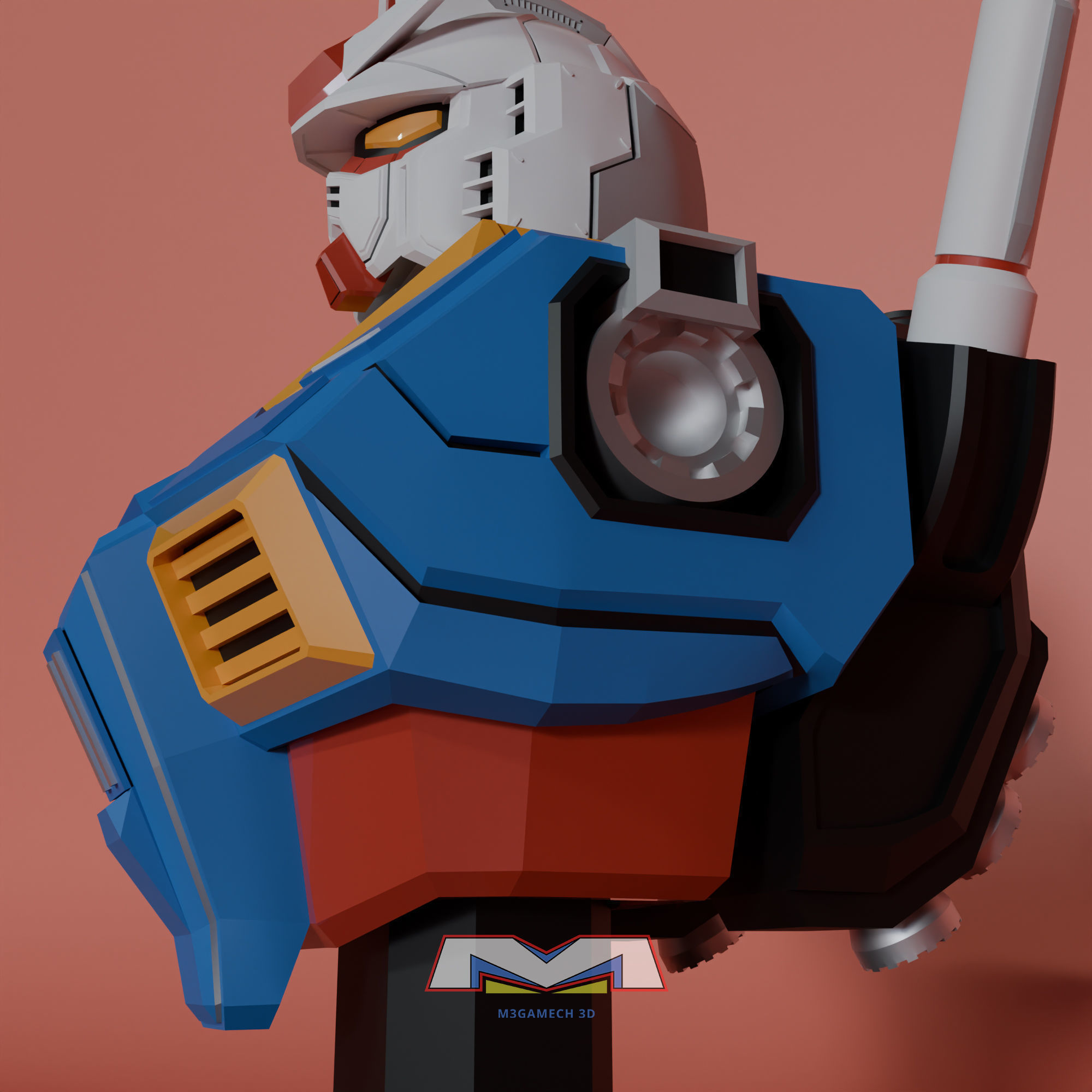 Gundam RX-78 Bust Torso Custom Version 3D print model_7