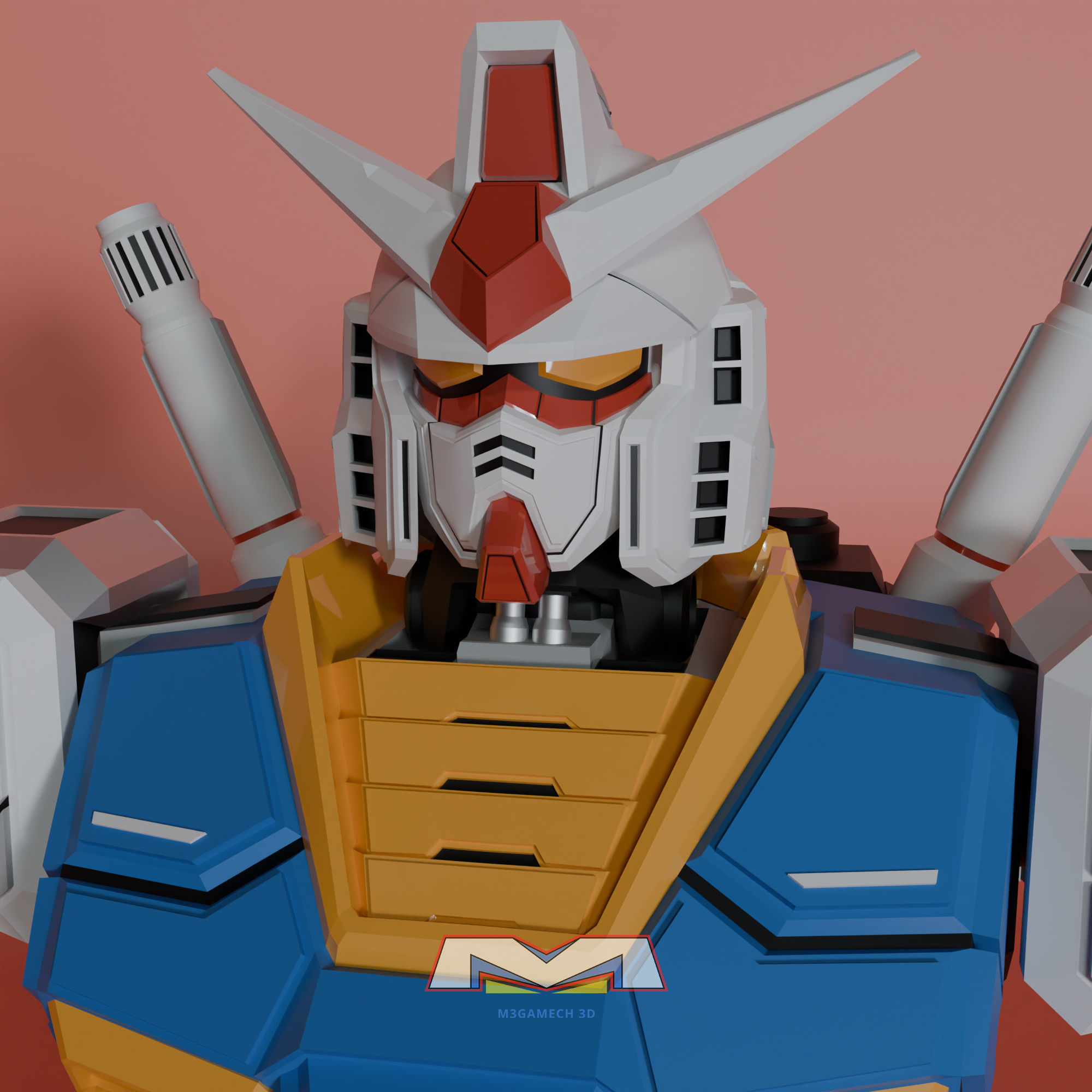 Gundam RX-78 Bust Torso Custom Version 3D print model_2