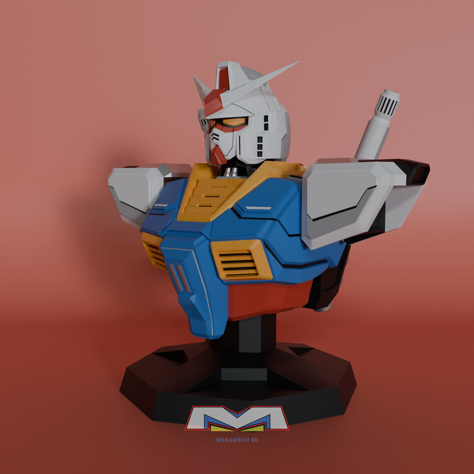 Gundam RX-78 Bust Torso Custom Version 3D print model_1