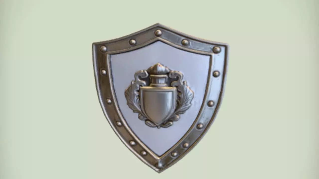 Decorative shield emblem 3D model_0