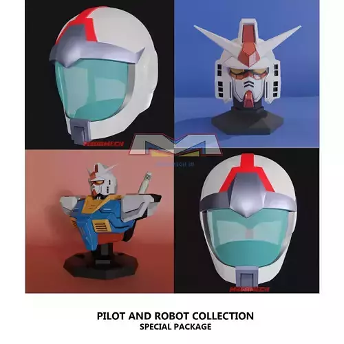 RX78 Amuro Ray Pilot helmet and Robot Bundle 3D print model