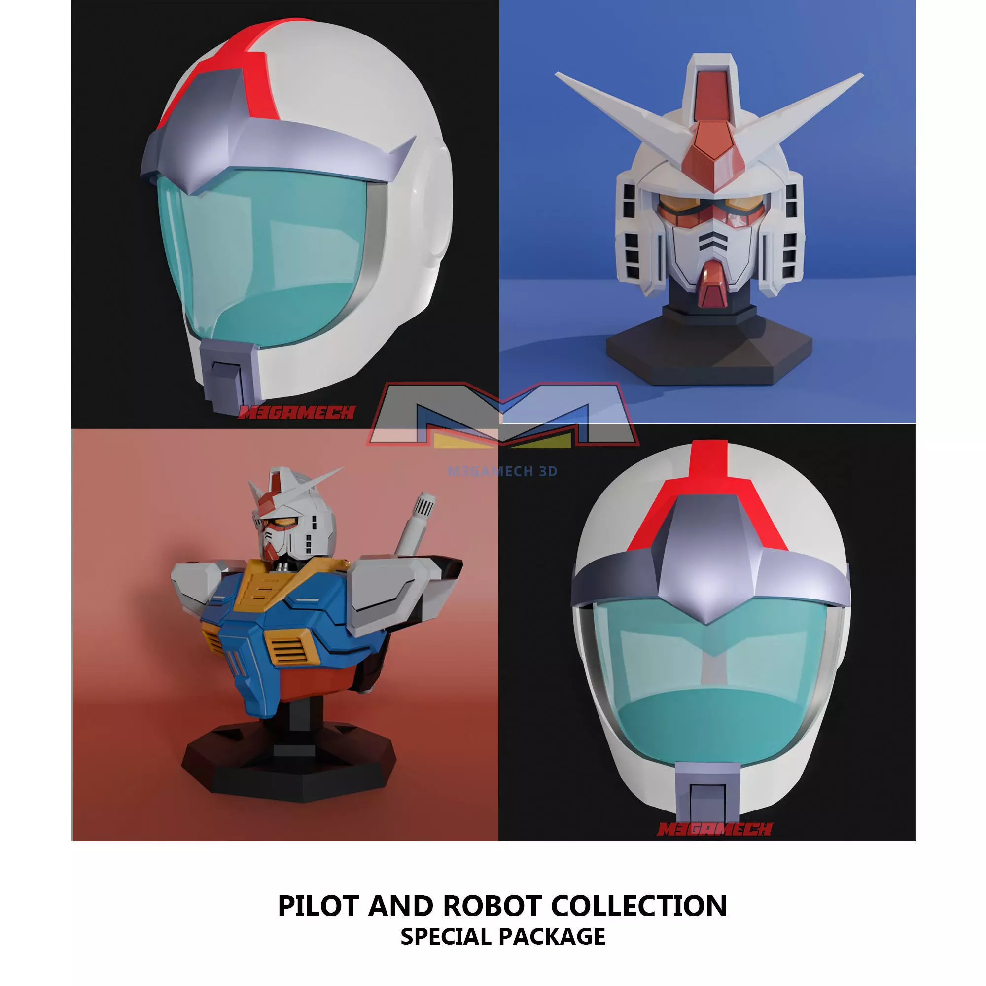 RX78 Amuro Ray Pilot helmet and Robot Bundle 3D print model_0