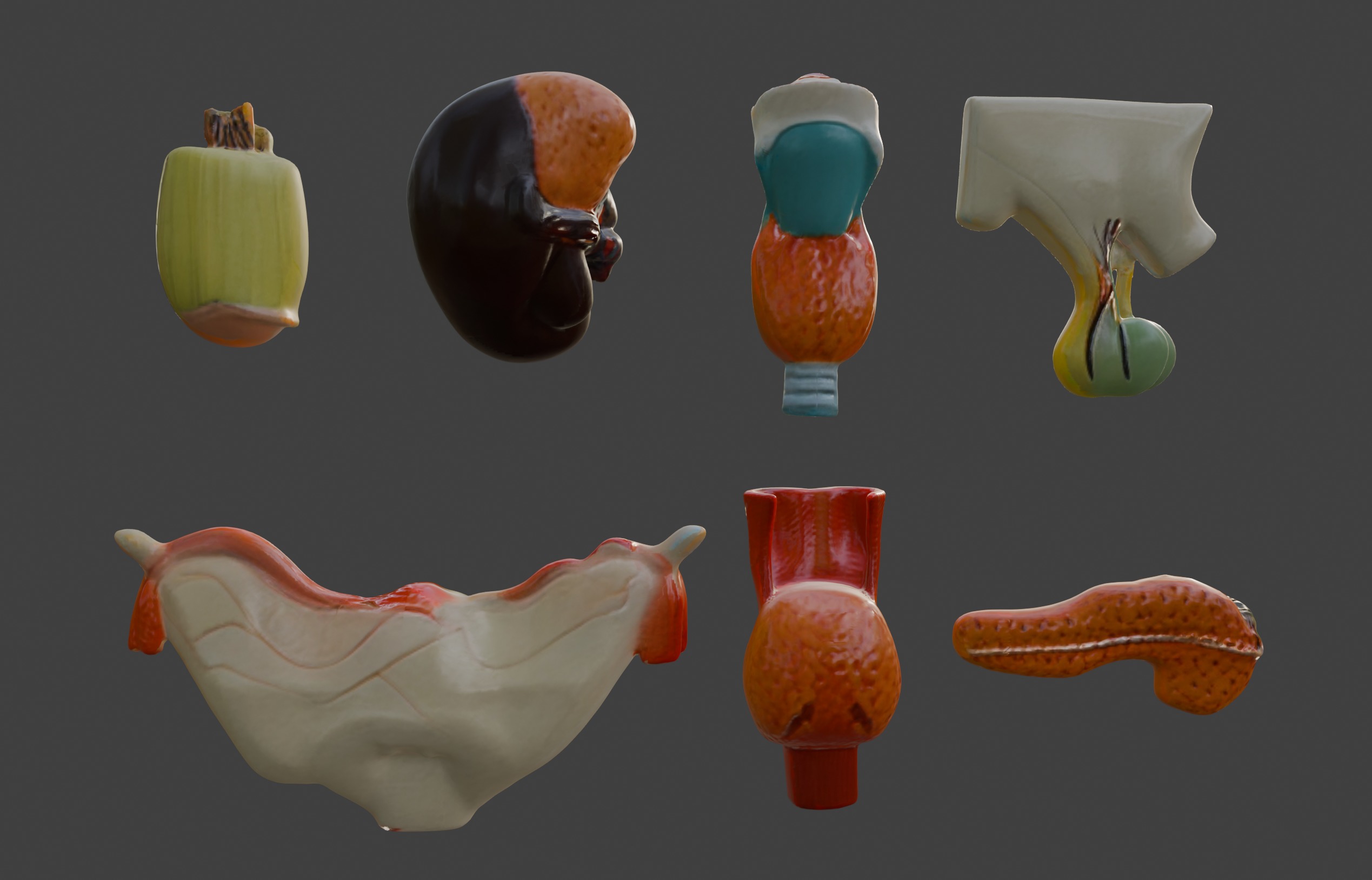 3D Complete Endocrine Gland Set Anatomy Model 3D print model_11