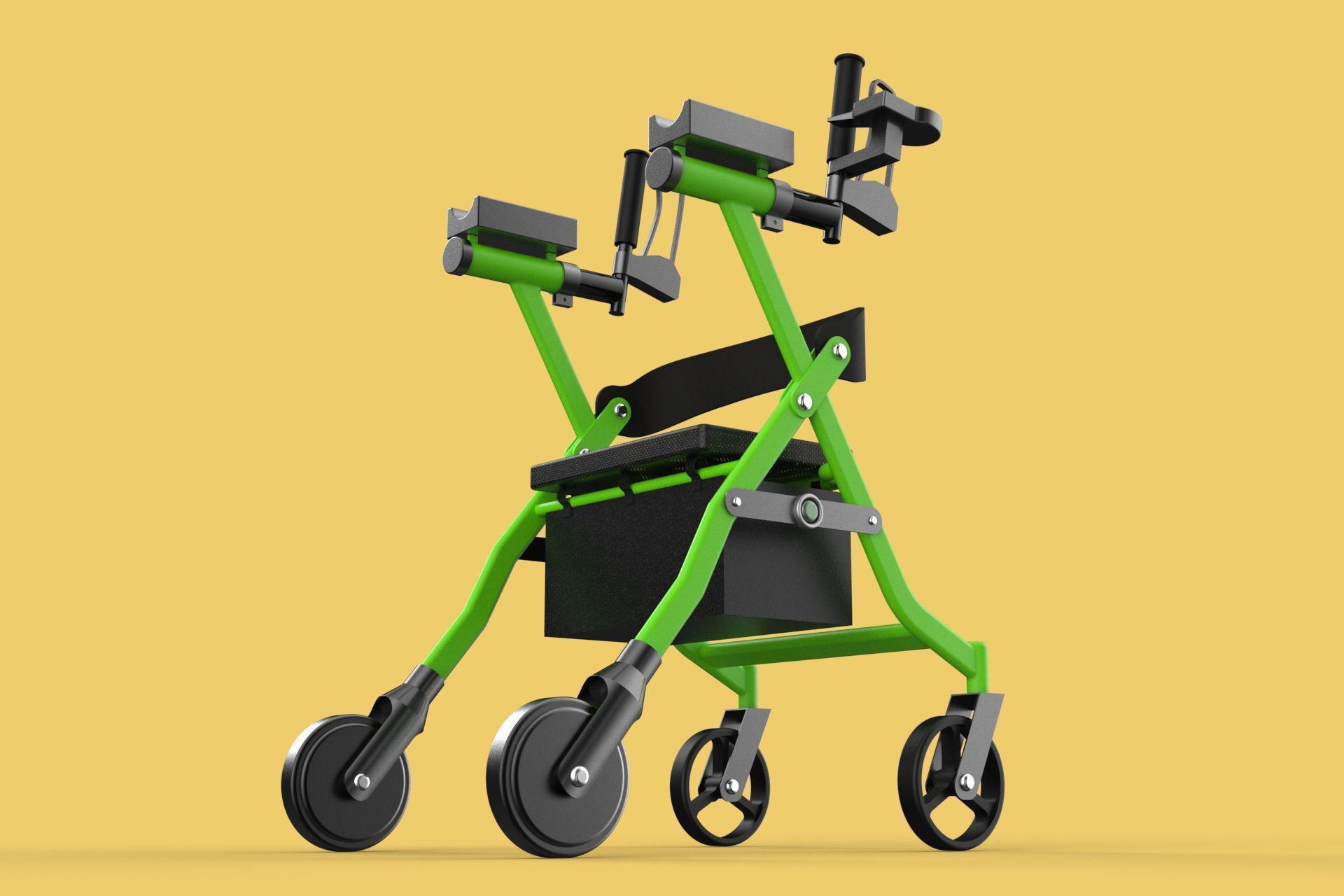 WHEELED WALKER ROLLATOR ROLLING FOLDABLE WALKING FRAME SEAT AID 3D model_14